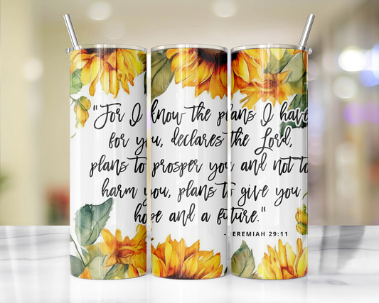 "Faithful Sips: 20oz Skinny Tumbler with Inspirational Bible Quotes and Reusable Straw"