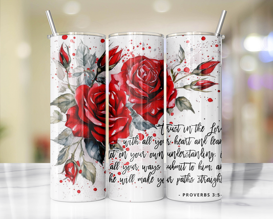 "Faithful Sips: 20oz Skinny Tumbler with Inspirational Bible Quotes and Reusable Straw"