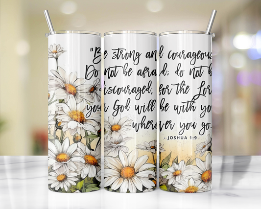 "Faithful Sips: 20oz Skinny Tumbler with Inspirational Bible Quotes and Reusable Straw"